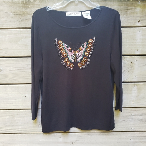 Lucia Barnes , Gorgeous Intricate , Boho , Crystal, Butterfly🦋 Sweater - Picture 16 of 16